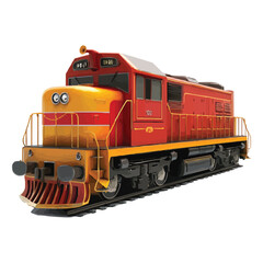 Obraz premium 3D model of a red and yellow train engine