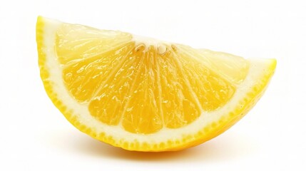 Bright Yellow Lemon Slice Isolated on White Background, Perfect for Culinary, Refreshing, or Nutritional Illustrations and Designs