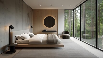 Beautiful Colored Mockup Bedroom Interior Blank Poster Decoration Art Background Image, generative AI