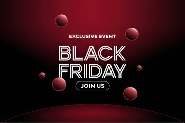 Eye-Catching Black Friday Sale Banner Red Gradient Background - Modern Promotional Graphic Holiday Shopping Events Retail Marketing