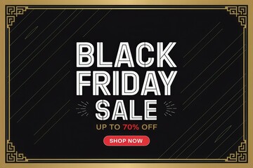 Modern Black Friday Sale Banner 70% - Eye-Catching Holiday Shopping Promotion E-commerce Retail Marketing