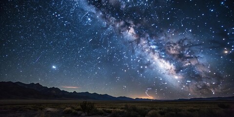 Fototapeta premium A majestic starry night sky with numerous stars and constellations, constellations, majestic night sky, nebulae
