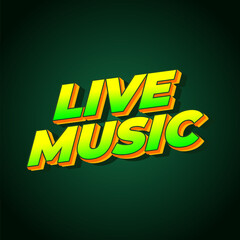 Live music. Text effect in 3D style for social media marketing ads