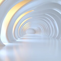 Obraz premium white tunnel with curved walls and light