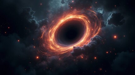Obraz premium Black Hole Warping Light and Matter