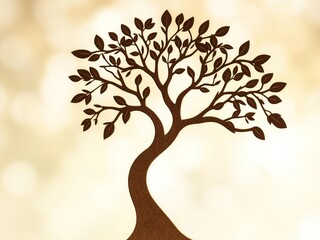 Obraz premium An intricate cut-out of a tree shape with delicate leaf details against a soft focus background, ornate shapes, tree silhouette, natural elements