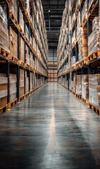 Fototapeta premium Optimized Warehouse Space: Efficient Storage and Logistics Solutions for Modern Industry