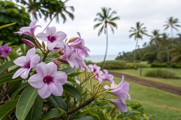 Rare and exotic light purple flowers unfolding their petals in a tropical environment, flower unfolding, delicate petals, plant growth