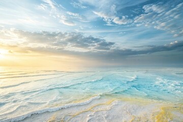 Fototapeta premium Ethereal abstract background with soft blue shades and subtle yellow undertones, calmness, gentle lighting, subtle glow, abstract, tranquility