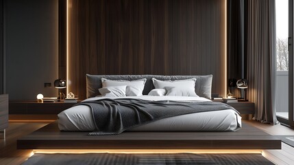 Beautiful Colored Mockup Bedroom Interior Blank Poster Decoration Art Background Image, generative AI