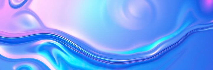 Naklejka premium Iridescent liquid with blue and pink hues flowing in a smooth stream, shimmering liquid, liquid movement