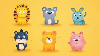 Fototapeta premium animals with expressive faces or playful poses for toddlers, 16:9