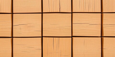 Close-up of brown wooden slats with visible cracks, wooden strip, wooden board, construction material