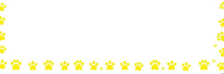 Obraz premium Whimsical Yellow Doodle Paw Print Border, border, art, doodle