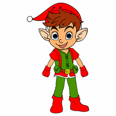 Elf christmas clip art design on plain white transparent isolated background for card, shirt, hoodie, sweatshirt, apparel, card, tag, mug, icon, poster or badge