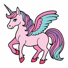 Unicorn clip art design on plain white transparent isolated background for card, shirt, hoodie, sweatshirt, apparel, card, tag, mug, icon, poster or badge