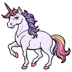 Unicorn clip art design on plain white transparent isolated background for card, shirt, hoodie, sweatshirt, apparel, card, tag, mug, icon, poster or badge