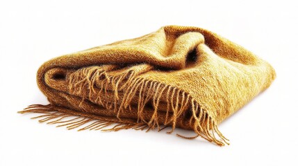Cozy Woolen Blanket Isolated on a White Background Perfect for Home Decor, Interior Design, and Comfort. Ideal for Seasonal or Everyday Use in Accommodating Spaces.