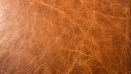 Fototapeta premium Warmly lit brown leather texture with subtle scratches and creases, natural fibers, distressed, tactile surface