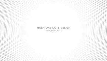Circle halftone gray dots gradient on white background, Abstract pattern, Curved twisted slanting design or waved lines pattern, Templates for business cards, brochures, posters, covers.