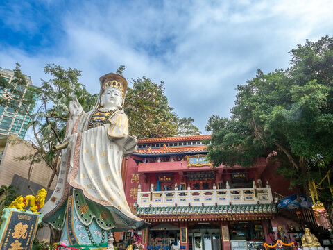 HONG KONG, CHINA - DECEMBER 16 : God statues in Repulse bay beach, one of the most attration in Hong Kong, China, on December 16, 2023.