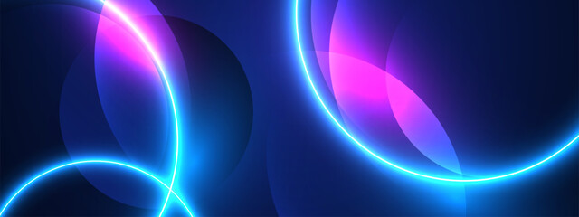Technology futuristic background with neon light lines. Vector illustration.