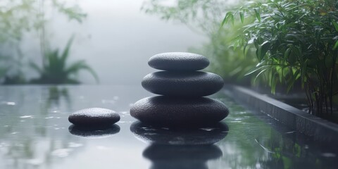 Zen stones concept symbolizing holistic health of body, mind, soul, and spirit.