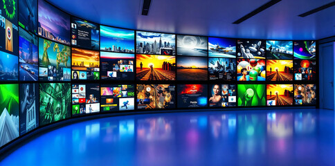 Digital Innovation: Video Wall with Multiple Small Screens for Media Concept