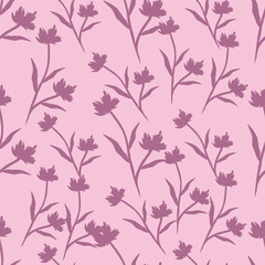 Seamless floral pattern, liberty ditsy fabric, textile print in country, folk motif. Simple botanical design of small hand drawn flowers, tiny leaves, random bouquets on a blue. Vector illustration.