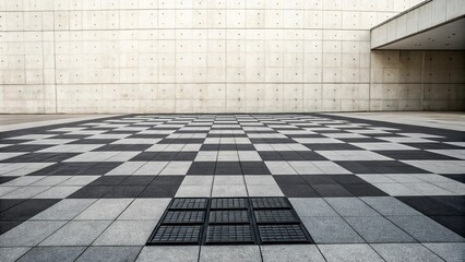 Fototapeta premium Abstract background featuring a large square composed of smaller black and gray squares, geometric patterns, geometric shapes