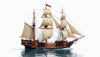 Majestic Wooden Sailing Ship at Sea