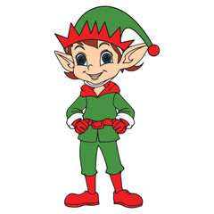 Elf christmas clip art design on plain white transparent isolated background for card, shirt, hoodie, sweatshirt, apparel, card, tag, mug, icon, poster or badge