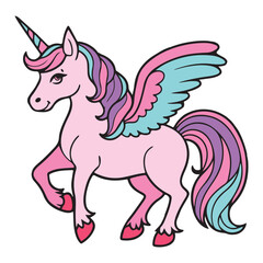 Unicorn clip art design on plain white transparent isolated background for card, shirt, hoodie, sweatshirt, apparel, card, tag, mug, icon, poster or badge