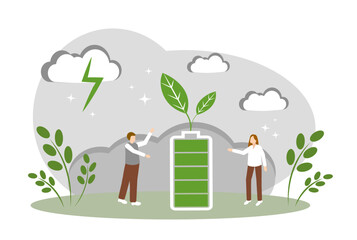 The concept of environmental conservation and green energy. Solving environmental problems