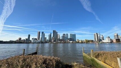 Canary Wharf London City View From Thames River