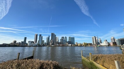 Canary Wharf London City View From Thames River