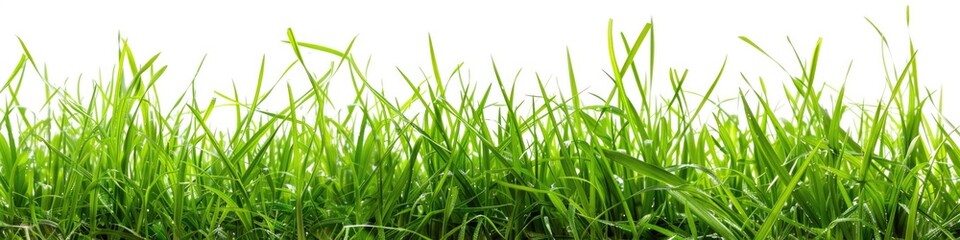 Fototapeta premium Grass Border. Perfect Isolated Green Grass for Spring Border on White Background