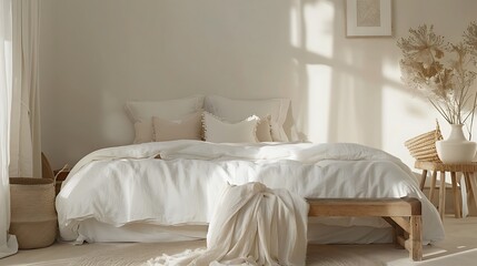 Beautiful Colored Mockup Bedroom Interior Blank Poster Decoration Art Background Image, generative AI