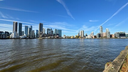 Canary Wharf London City View From Thames River