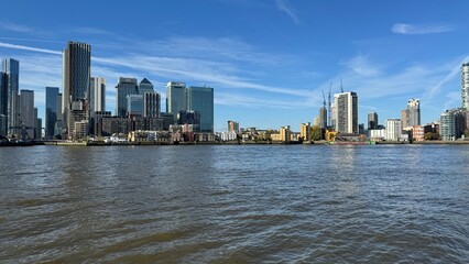 Canary Wharf London City View From Thames River