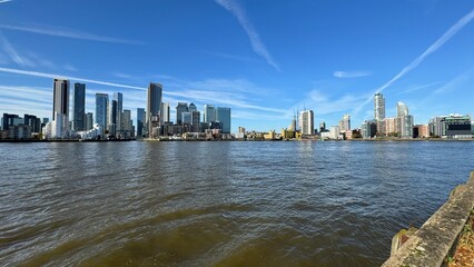 Canary Wharf London City View From Thames River