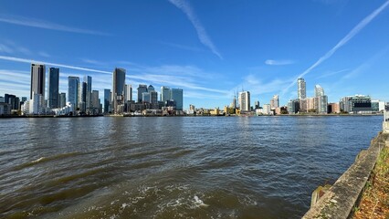 Canary Wharf London City View From Thames River