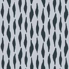 Seamless repeat pattern with abstract hand painted oval shapes in stripes in soft gray and navy blue. Global artisan brush strokes, calming universal unisex background for fabric, wallpaper, packaging