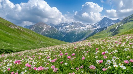 Obraz premium Serene Landscape of Pink and White Flowers