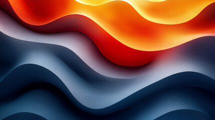 Abstract waves of red, orange, and blue create a visually striking design with flowing textures and gradients.