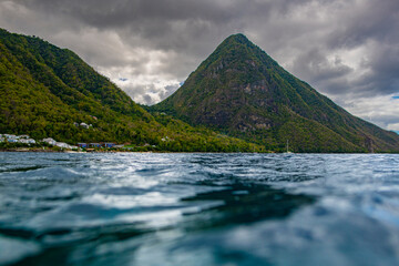 St Lucia Pitons from the Water