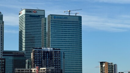 Canary Wharf London City View From Thames River