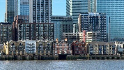 Canary Wharf London City View From Thames River