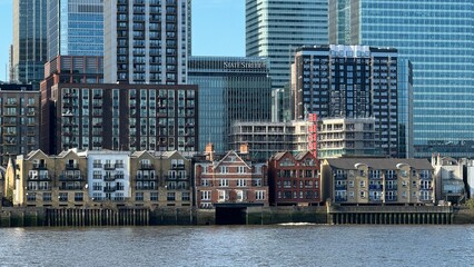 Canary Wharf London City View From Thames River