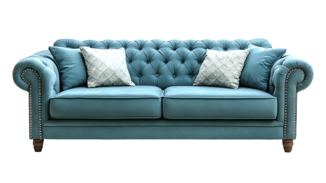 blue sofa isolated on a transparent background
